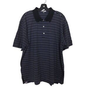 Peter Millar Polo Men’s XL Extra Large Black Purple Striped Short Sleeve Shirt